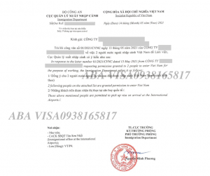 Approved for entry of the Immigration Department of Vietnam.