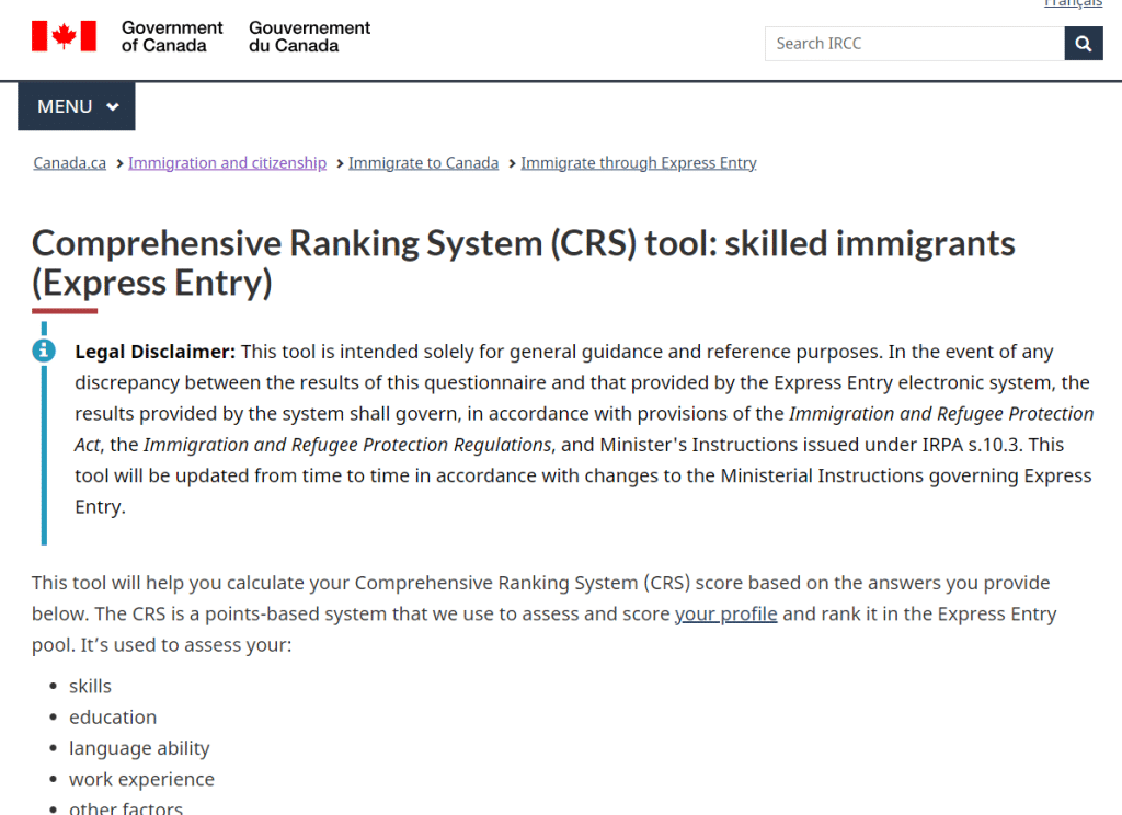 Hệ Thống Điểm CRS (Comprehensive Ranking System)